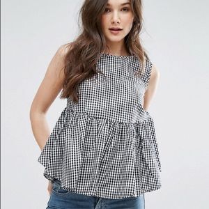 SOLD QED London gingham peplum tank